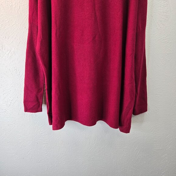 Garnet Hill Turtleneck Sweater Wool Cashmere S Burgundy Red Oversized Tunic Top - Picture 11 of 13